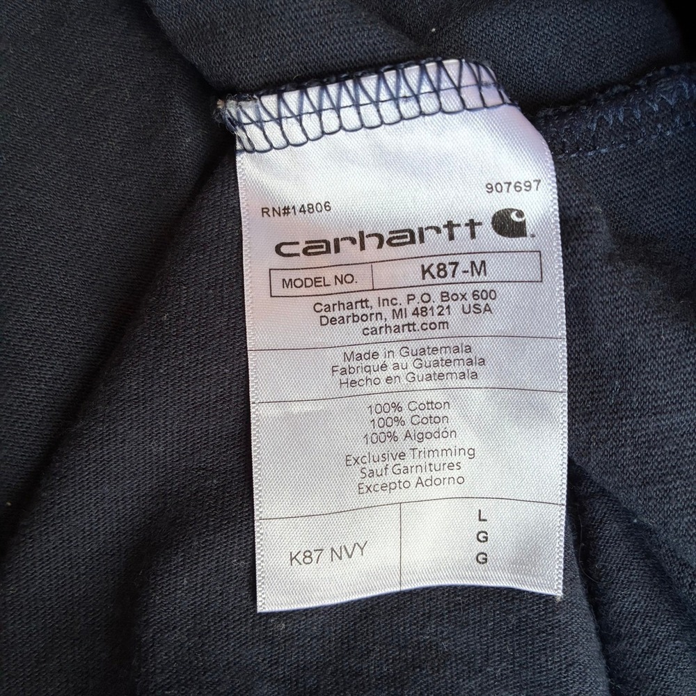 Carhartt Loose Fit Short Sleeve Cotton T-Shirt Pocket Relaxed Work Basic Large - Picture 7 of 8